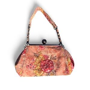 Floral Women's Vintage Shoulder Bag - Pink and Orange